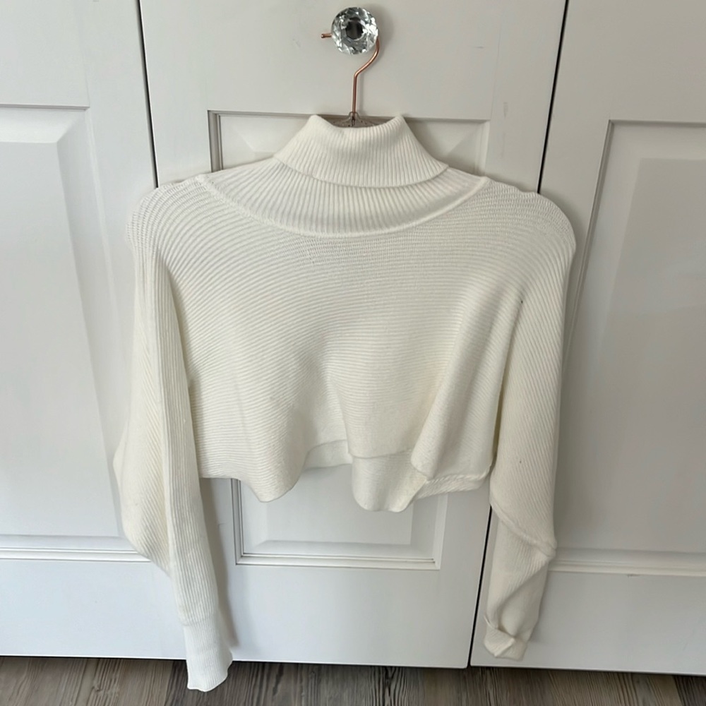 Dreamers by debut cropped bat wing turtleneck sweater